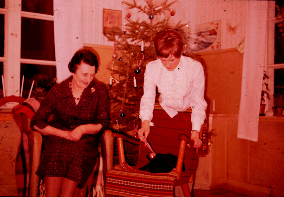 Karin och Inger i köket 1964